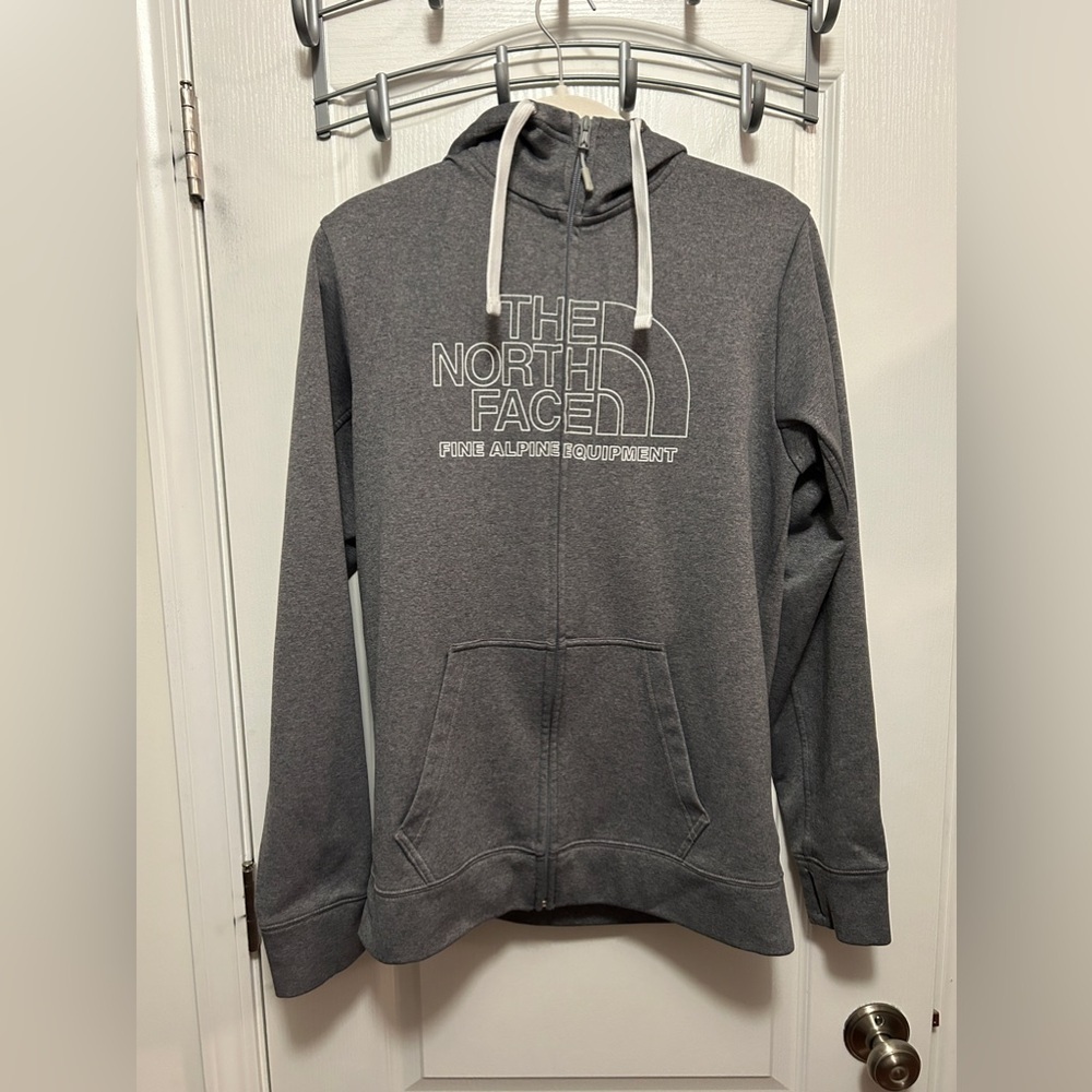 The North Face Mens S Gray Fine‎ Alpine Equipment Full Zip Drawstring Hoodie